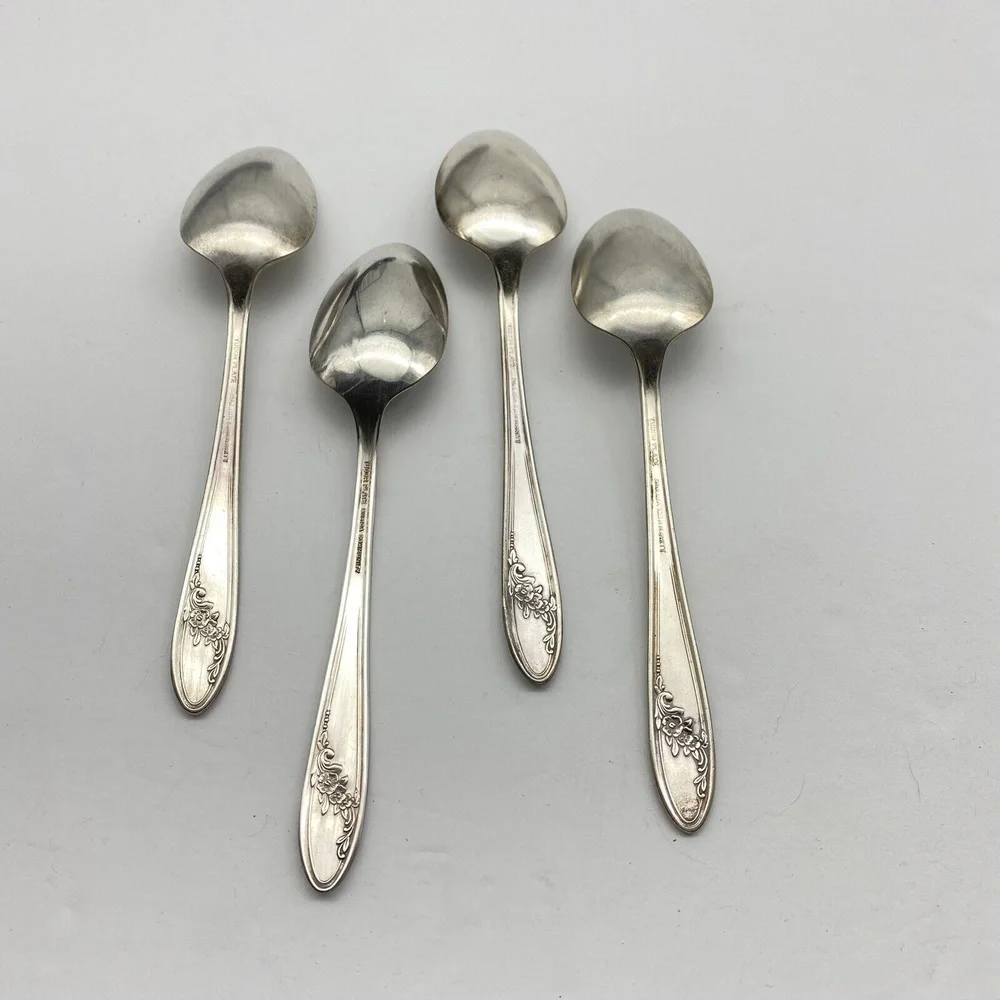 VTG 1946 Oneida Community Tudor Plate‎ Queen Bess II Teaspoons 4 Set Silverplate